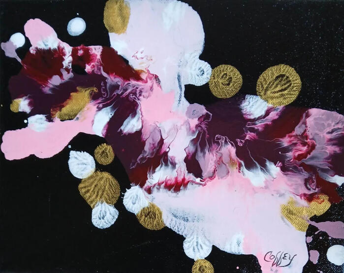 Pink and Gold Butterfly Elegance - 8x10&quot; - acrylic - (1)