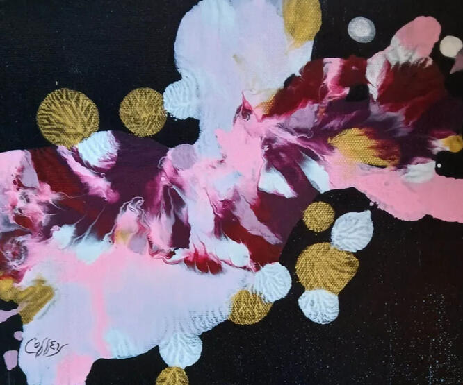 Pink and Gold Butterfly Elegance - 8x10&quot; - acrylic - (2)