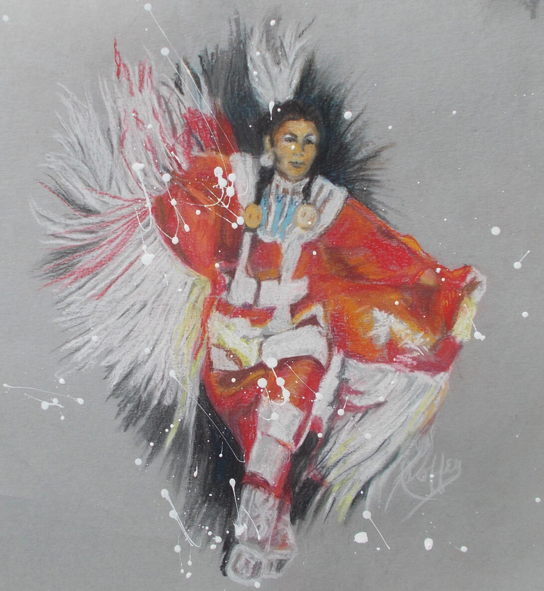 Red Shawl Dancer 2022 - 10x12&quot;